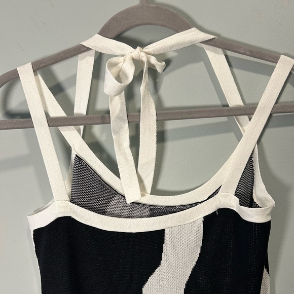 Women’s SHEIN Black & White Maxi Tie Neck Bodycon Dress L - Picture 12 of 15